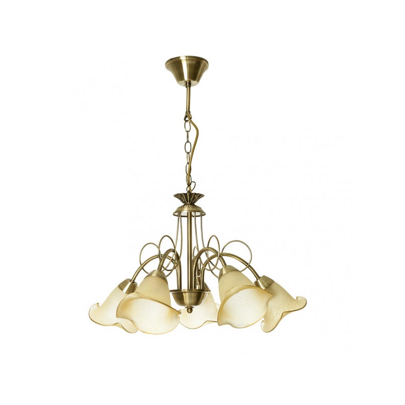 Lámpara Adelfa 5xE14 cuero Fabrilamp